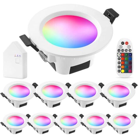 5W Wifi Led Spotlight Recessed RGBWC(RGB+Cold White+Warm White) Ceiling Light Lamp, Bluetooth Mesh Recessed Ceiling Lighting for Exhibition, Living Room, Kitchen, KTV, Bars (10 Pieces)