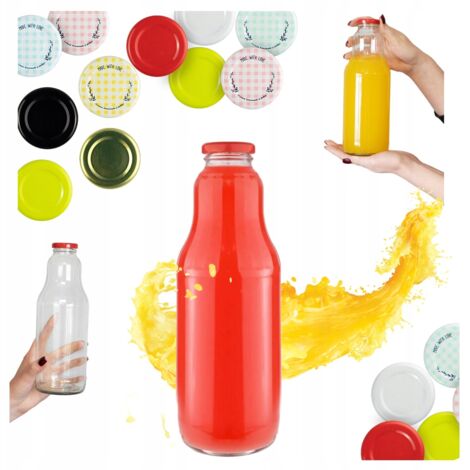 5x 1-Liter-Flaschen Obstflaschen Glasbehälter für Saft 1000ml + Deckel