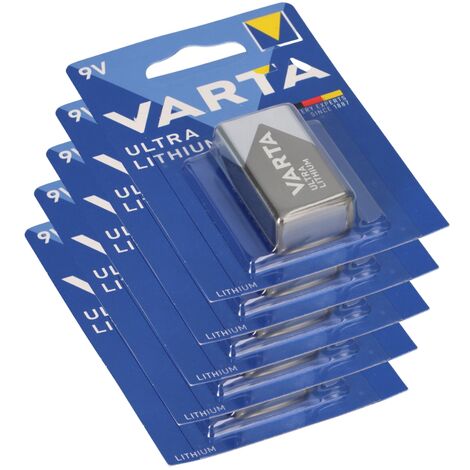 5x 1er Blister Varta Professional Lithium Batterie 9V-Block