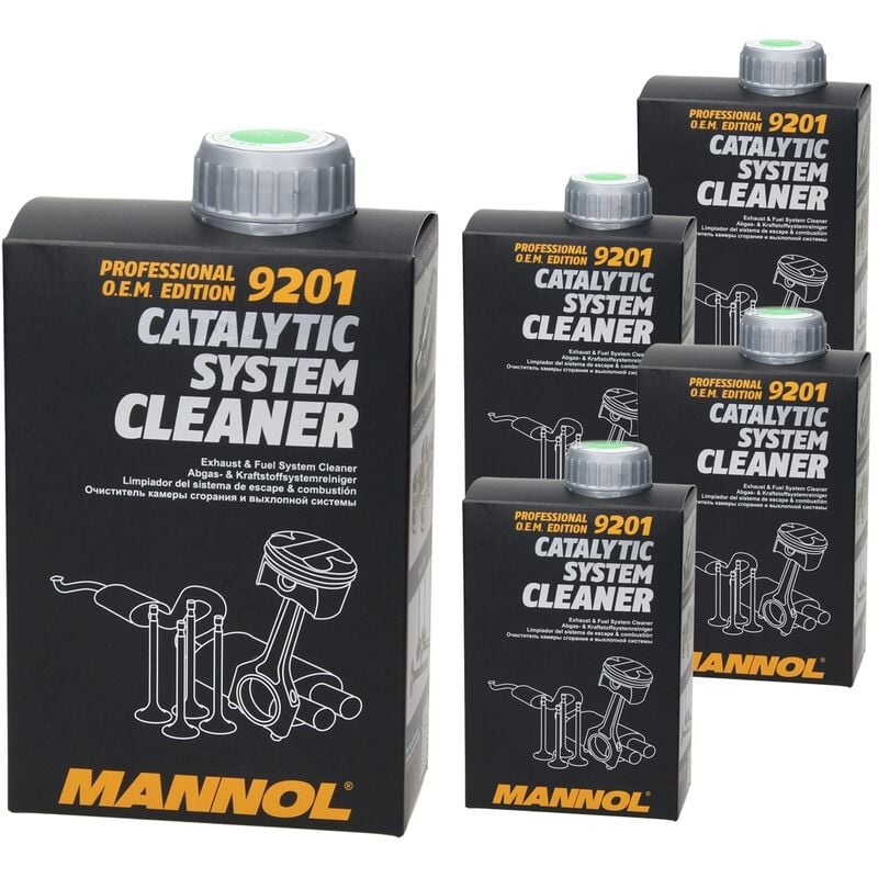 MANNOL 9201 Catalytic System Cleaner 5 x 500 ml, Nettoyant pour système de gaz d'échappement et de carburant, Nettoyant pour système catalytique,