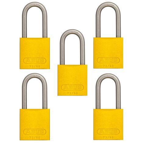 5x Abus Vorhangschloss Aluminium gelb 72LL/40 vs Bügelschloss Gravur geeignet