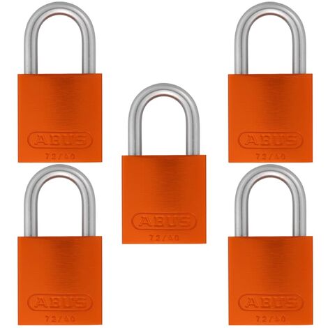 5x Abus Vorhangschloss Aluminium orange 72LL/40 vs Bügelschloss Gravur geeignet