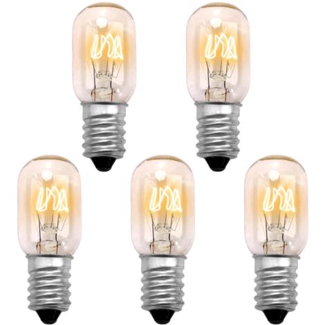 5x Ampoule Frigo 15W E14 Ampoule Lampe de Sel Dimmable Blanc Chaud, Ampoule Hotte Aspirante, 2700K 300 Degré Lampe pou Four, Machine à Coudre, Micro-ondes, Refrigerateur [Classe énergétique G]