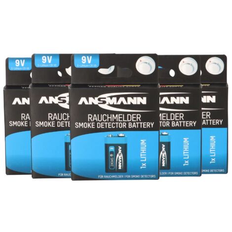 5x Ansmann Rauchmelder Batterie Extreme Lithium 9V Block