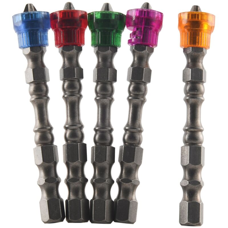 Image of 5X Anti Slip Elektrische Hex Magnetischen Schraubendreher 65mm S2 PH2 Einzel Bit Werkzeug 5 Farbe
