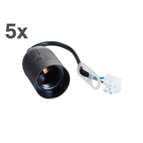 5x Baufassung E27 230V schwarz, mit Lüsterklemme