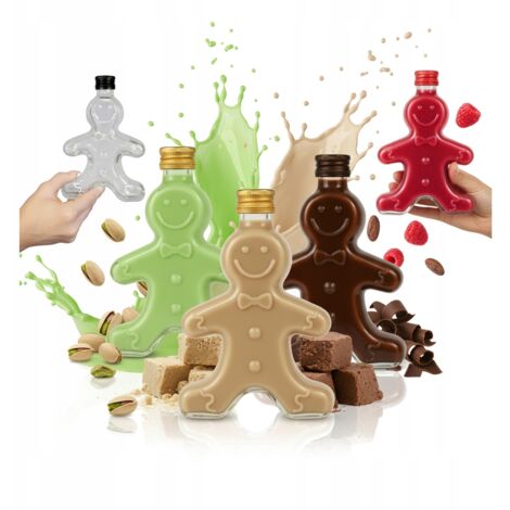 5x Botella de Galleta 250 ml REGALO NAVIDAD Licores BOTELLAS DE CRISTAL PAN DE JENGIBRE