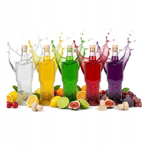 5x Botellas de vidrio 500 ml UCRANIA + corcho para vino, jugos, licores 500ml 0.5l