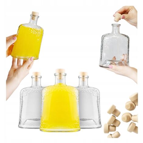 5x Botellas de Vidrio ICE 500ml con corcho para Licores, Vinos, Licores 0.5l