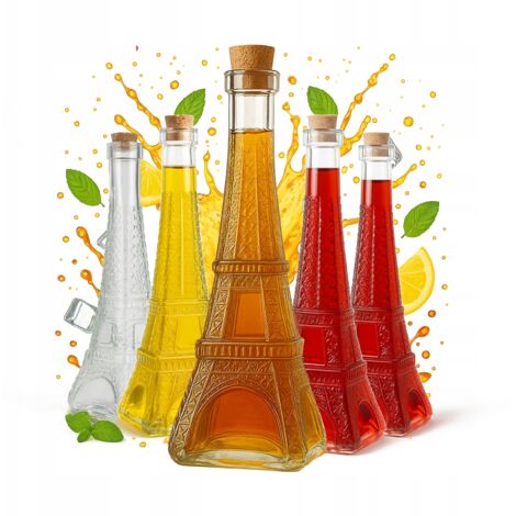 5x bottiglia di vetro Torre di Parigi 350ml per liquori alcolici vino regalo di nozze