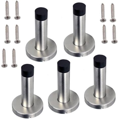 5X Door Stops, Stainless Steel Door Stops, with Rubber, Child Finger Safety (5 stops)