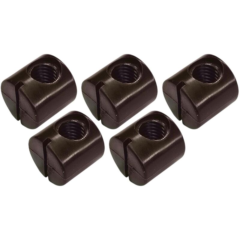 Cyclingcolors - 5x Ecrou cylindrique ferrure d'assemblage M8 en plastique Boulon Plot Fendu Connecteur pour Meuble Chaise Lit Berceau Etagère, Marron
