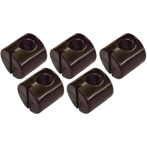 5x Ecrou cylindrique ferrure d'assemblage M8 en plastique Boulon Plot Fendu Connecteur pour Meuble Chaise Lit Berceau Etagère, Marron foncé