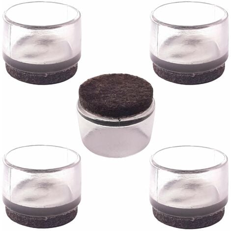Flyshop Lot De 24 Protections Pour Pieds De Meubles Avec Patins En Feutre, Capuchons Pour Pieds De Chaise Pour Plancher En Bois Dur, Empêchent Les Rayures, Rectangulaires, Petite Taille, Longueur 32