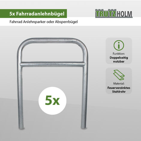 5x Fahrradanlehnbügel 115 x 78 cm Stahl feuerverzinkt Ø 49 mm zum Einbetonieren Fahrradständer Typ H