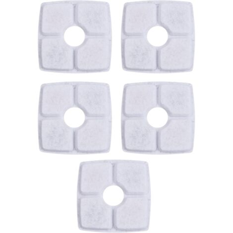5X Filtre Fontaine Eau Chat Résine Charbon Actif 4 Couches Filtration Mousse Chien Animal Universel, 124x124mm