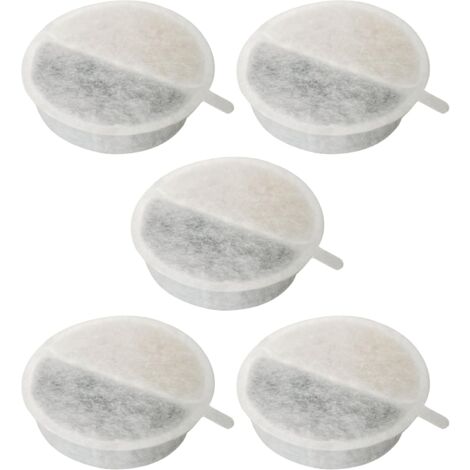 5X Filtre Fontaine Eau Chat Rond Résine Charbon Actif 4 Couches Filtration Mousse Chien Animal Universel, 65mm