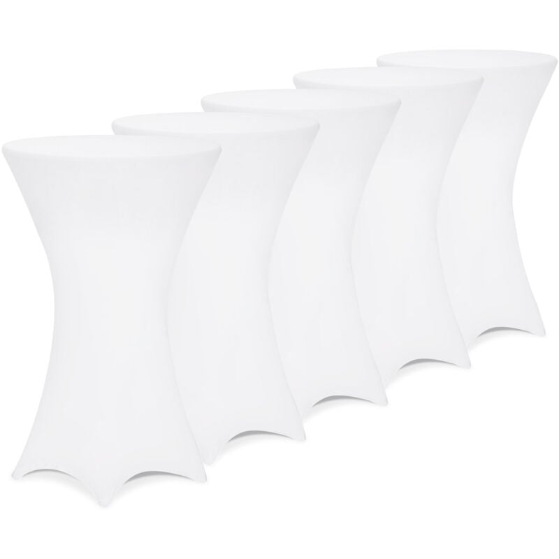 5x Housses de table de bar bistrot ronde nappe mange debout protection table de cocktail tissu stretch Set de 5 pièces Ø60 cm / Blanc - Deuba