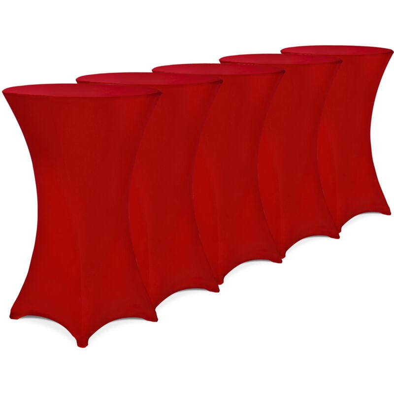 5x Housses de table de bar bistrot ronde nappe mange debout protection table de cocktail tissu stretch Set de 5 pièces Ø80 cm / Rouge Bordeaux - Deuba