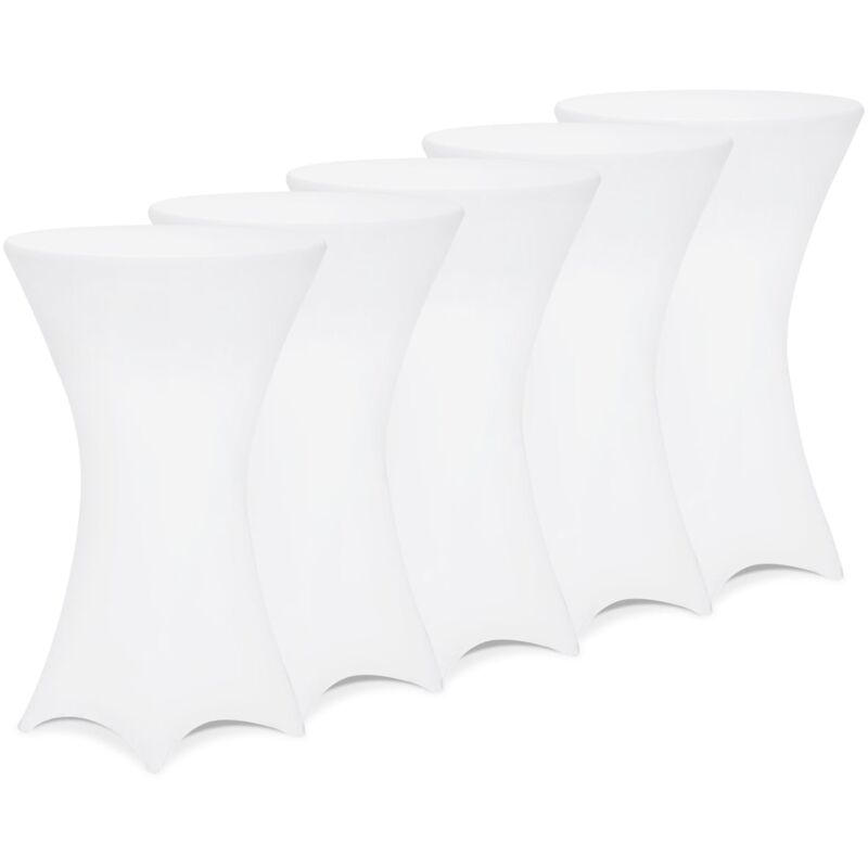 5x Housses de table de bar bistrot ronde nappe mange debout protection table de cocktail tissu stretch Set de 5 pièces Ø70 cm / Blanc - Deuba