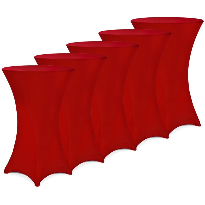 Deuba - 5x Housses de table de bar bistrot ronde nappe mange debout protection table de cocktail tissu stretch Set de 5 pièces Ø70 cm / Bordeaux Rouge