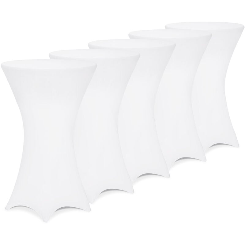 5x Fitted High Bar Cocktail Table Cloth Covers SPANDEX Lycra Stretch Wedding 5er Set Ø60 cm / weiß (de)