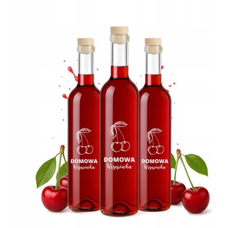 5x FUTURA 0,5L Flasche MIT HAUSGEMACHTEM KIRSCHWODKA-DRUCK für Alkohol, Saft, Tinktur