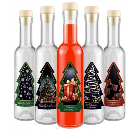 5x FUTURA Flasche 250ml + Flaschen mit WEIHNACHTSBAUM-ETIKETT für Weihnachtstinkturen und Liköre
