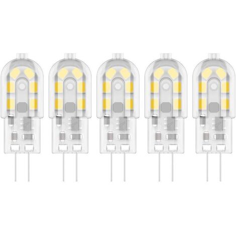 5X G4 Ampoule LED 2W Ampoule Lampe 12 SMD 2835LEDs Blanc Chaud 3000K LED Lampe Économie d'énergie 200LM Spotlight AC/DC12V [Classe énergétique A+]