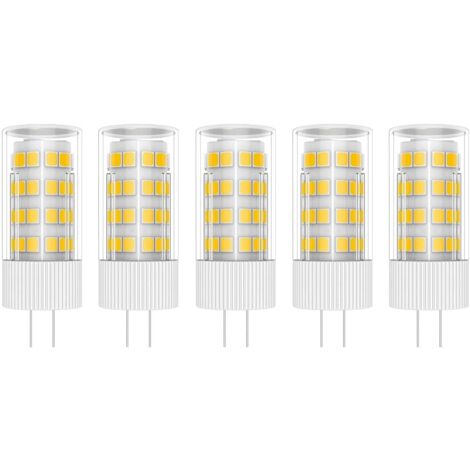 5X G4 LED-Lampe, 5 W, Glühbirne, 51 SMD, 2835 LEDs, warmweiß, 3000 K, LED-Leuchtmittel, 400 lm, entspricht 50 W Halogenlampe, AC 220 V [Energieklasse A+]