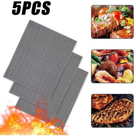 5x grille de barbecue, acier inoxydable 304, maille réutilisable, cuisson aliments variés, accessoire cuisine