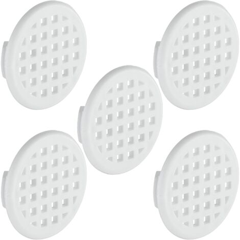 5x Grille de ventilation aération ronde en plastique diamètre encastrement 31mm hauteur 6mm Cache Protection Plafond Mur Menuiserie, blanc