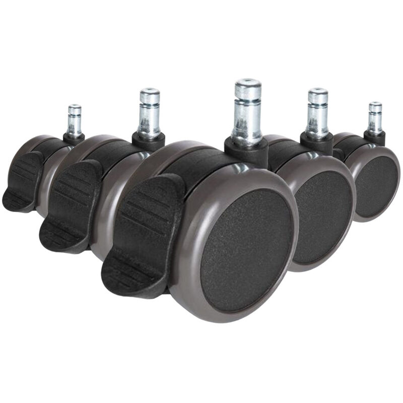 5x Hartbodenrollen Mit Feststellbremse Rolo Stop 11mm / 65mm (5er Pack) Hjh Office