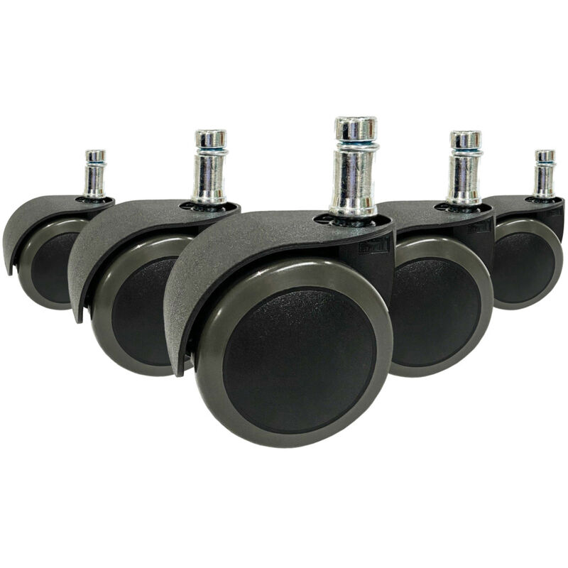 5x Hartbodenrollen Rolo Easy 10mm / 50mm Büro-stuhl-rollen (5er Pack) Hjh Office