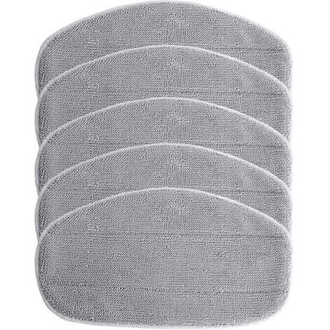 5x Housses de rechange compatible avec Leifheit CleanTenso nettoyeur à vapeur, balai vapeur - microfibre, gris