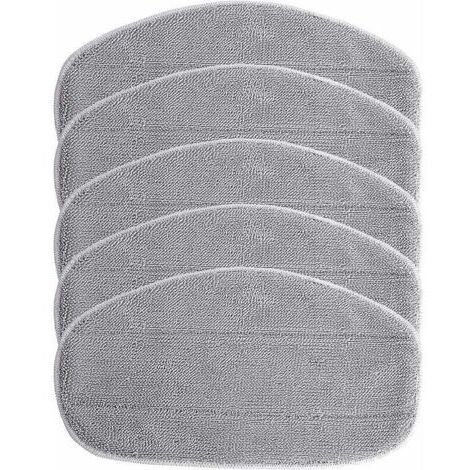 5x Housses de rechange compatible avec Leifheit CleanTenso nettoyeur à vapeur, balai vapeur - microfibre, gris