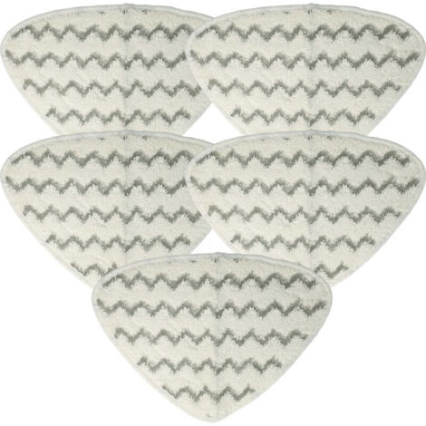 5x Housses de rechange remplacement pour pour nettoyeur à vapeur, balai vapeur - microfibre, gris / blanc