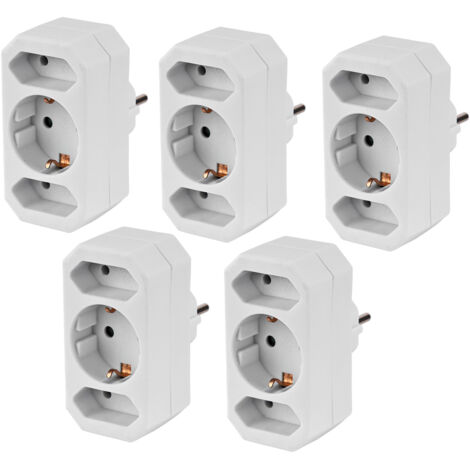 5x Kestek Steckdosenadapter 3-fach Zwischenstecker Dreifachstecker Schutzkontakt