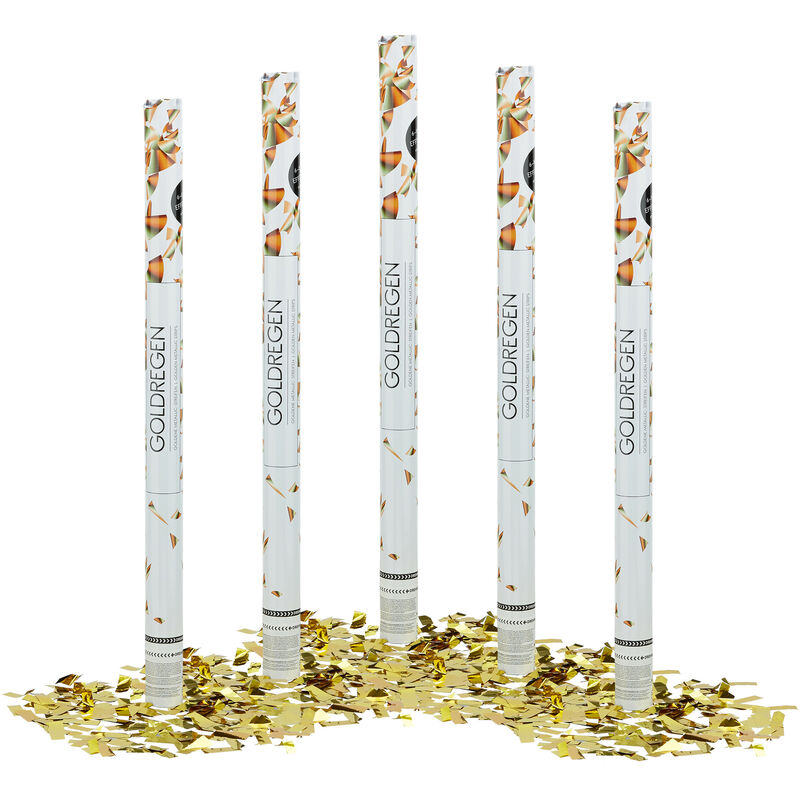 5x Lanceurs confettis 80 cm canons party popper fête décoration mariage cadeau anniversaire, doré or