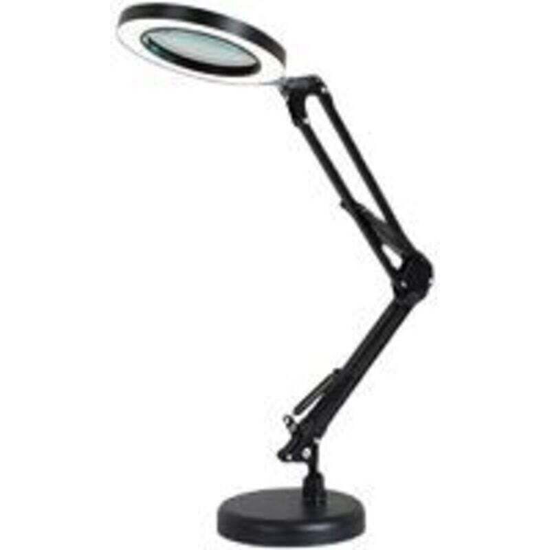 5X LED Magnifying Lamp, Desk Magnifying Lamp with Adjustable Rotating Arm, Glass Lens, for Maintenance, Crafts, Reading, Sewing, Black