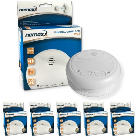 5x Nemaxx WL2 Détecteurs de fumée sans fil - conforme EN 14604