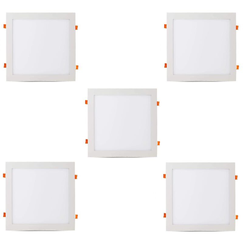 5x Pannello Led Incasso Quadrato 25W Luce Fredda