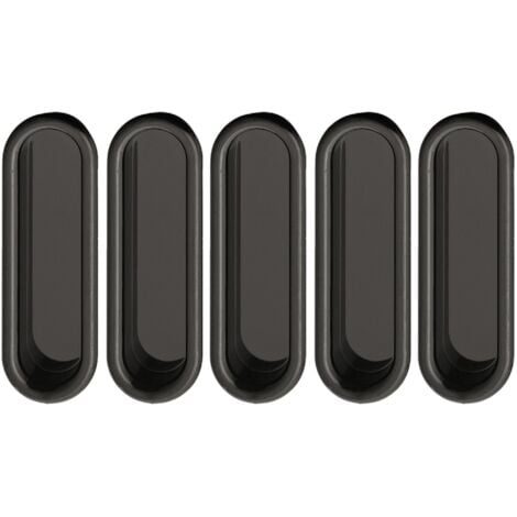 CYCLINGCOLORS 5x Poignée coquille à encastrer 78x26mm en plastique Meuble Cuvette Cuisine Porte coulissante Tiroir Placard, noir