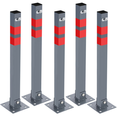 5X Poteau de stationnement Carré Rabattable Barrière Parking Borne de sécurité avec clés