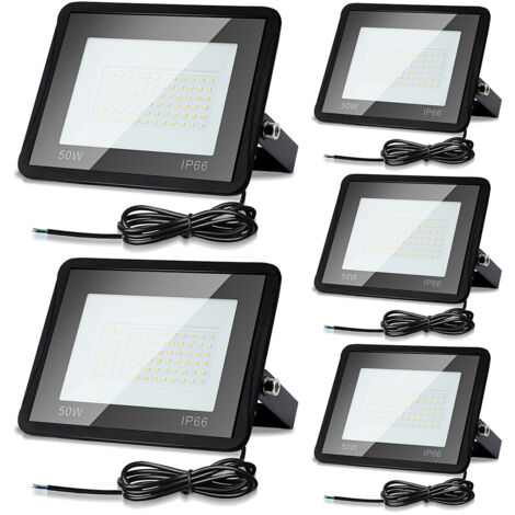 5x projecteur LED 50W, projecteur de chantier, à fixer à l'extérieur, blanc chaud