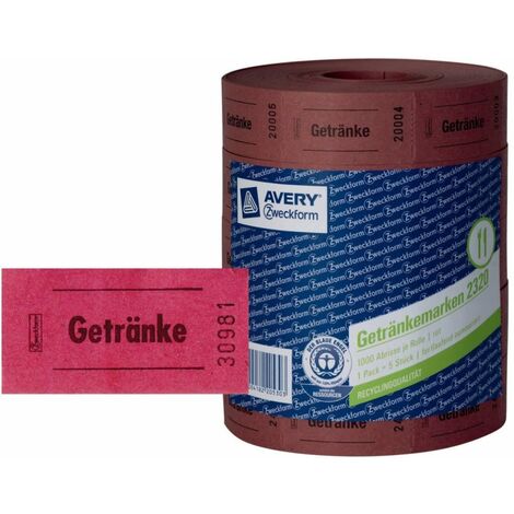 5x Rolle Getränke-Marke 57x30mm Rot 5000 Abrisse