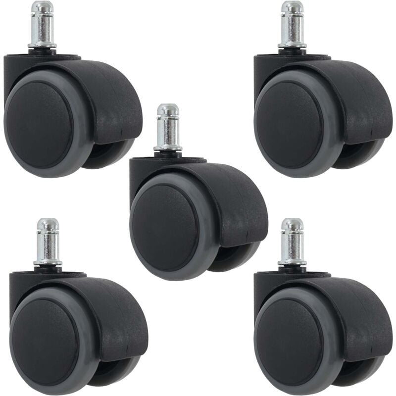 HHG - 5x roulettes pour sols durs 150kg, roulettes pour chaises de bureau, 50mm