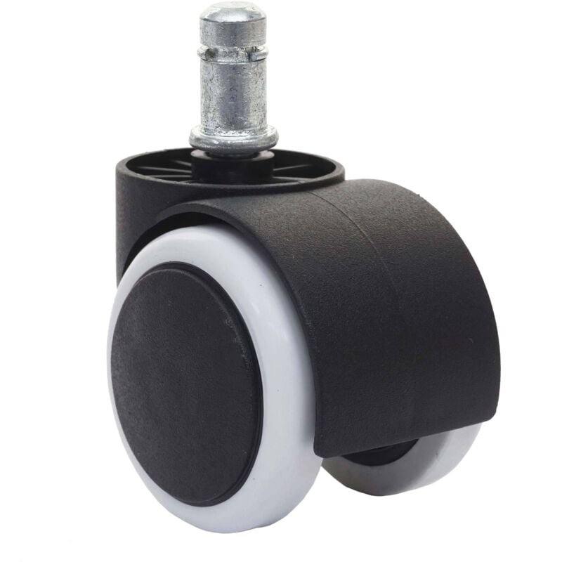 5x roulettes pour sol dur HHG-332, roulettes pour chaise de bureau, 150kg capacité de charge 50mm, blanc