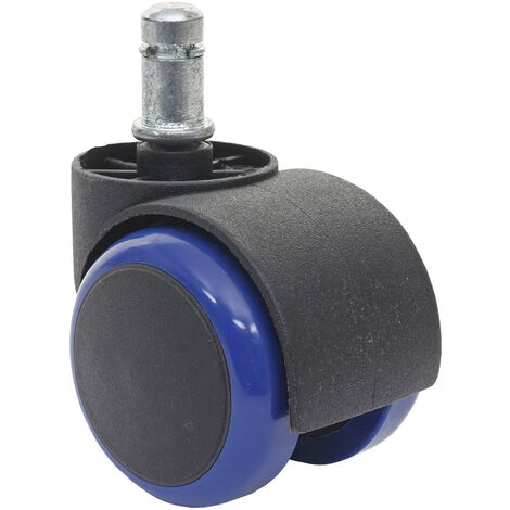 5x roulettes pour sol dur HWC-H86, roulettes pour chaise de bureau, 150kg capacité de charge 50mm - bleu