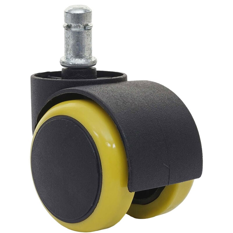 Mendler - 5x roulettes pour sol dur HWC-H86, roulettes pour chaise de bureau, 150kg capacité de charge 50mm - jaune